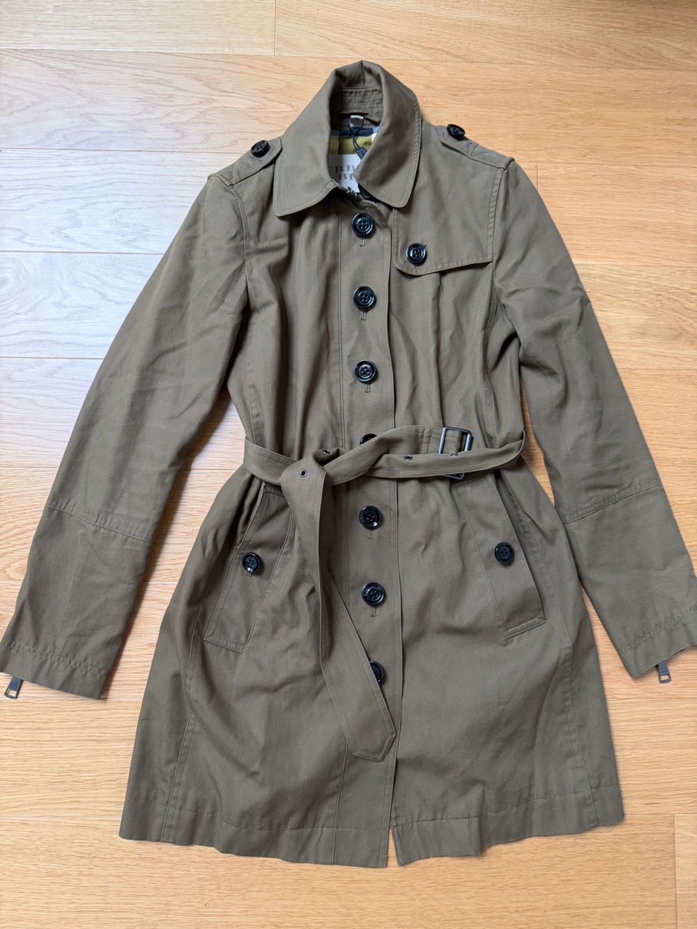 Burberry Brit Classic Women's Olive Trench Coat with Belt size 2